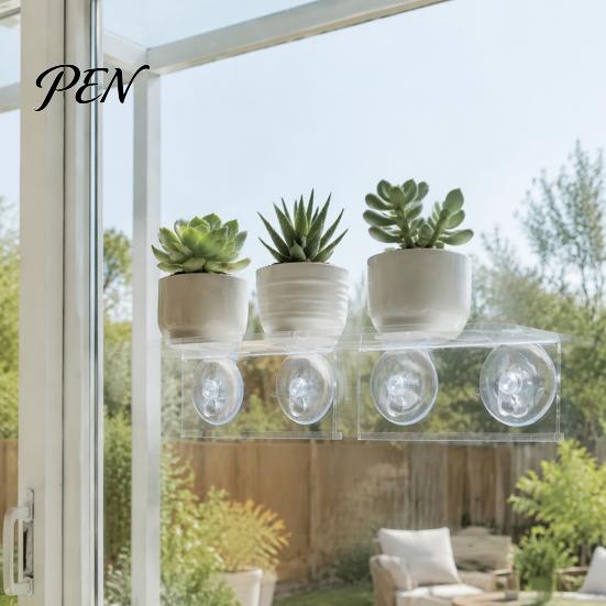 Wall Mounted Succulents Stands Window Suction Cup Storage Rack, Clear Acrylic Shelf with Strong Adsorption Shelves Adsorption, Floating Plant
