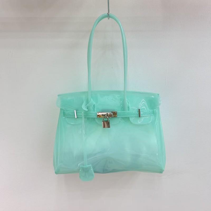 Borsa Tote in PVC Trasparente tipo Gelatina con Chiusura Borsa a Spalla Grande Capacità per Uso Quotidiano