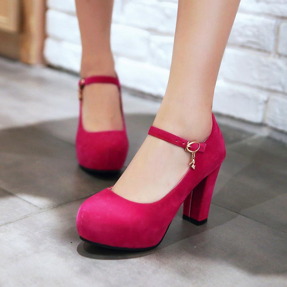 Coarse Heel Suede Water Table  Word with  Single Shoes WISH Large Size