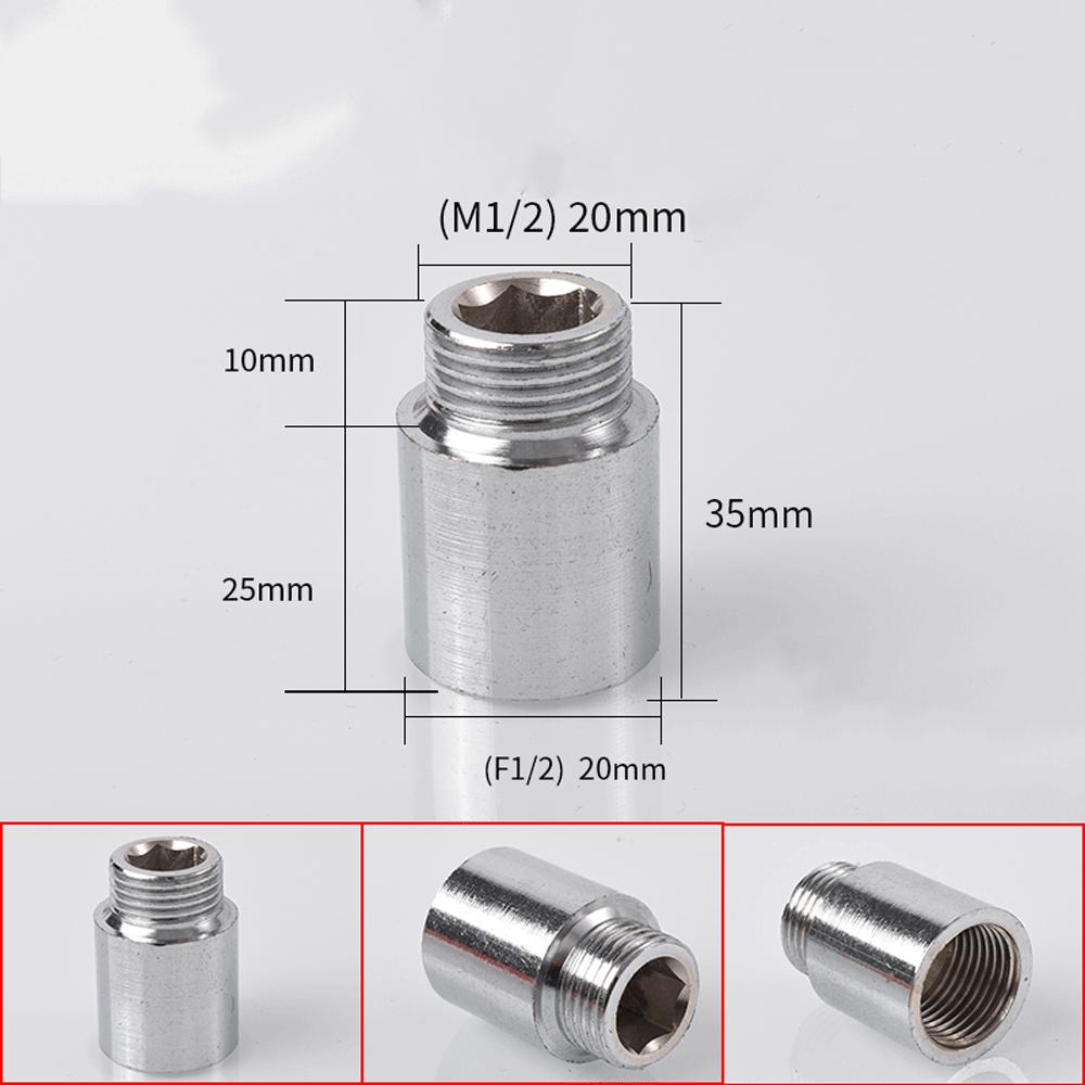 Brass 1/2 " Female To Male Stainless Steel Thickened Extension Joint Lengthened Hexagonal Extension Direct Chrome Plating Brass