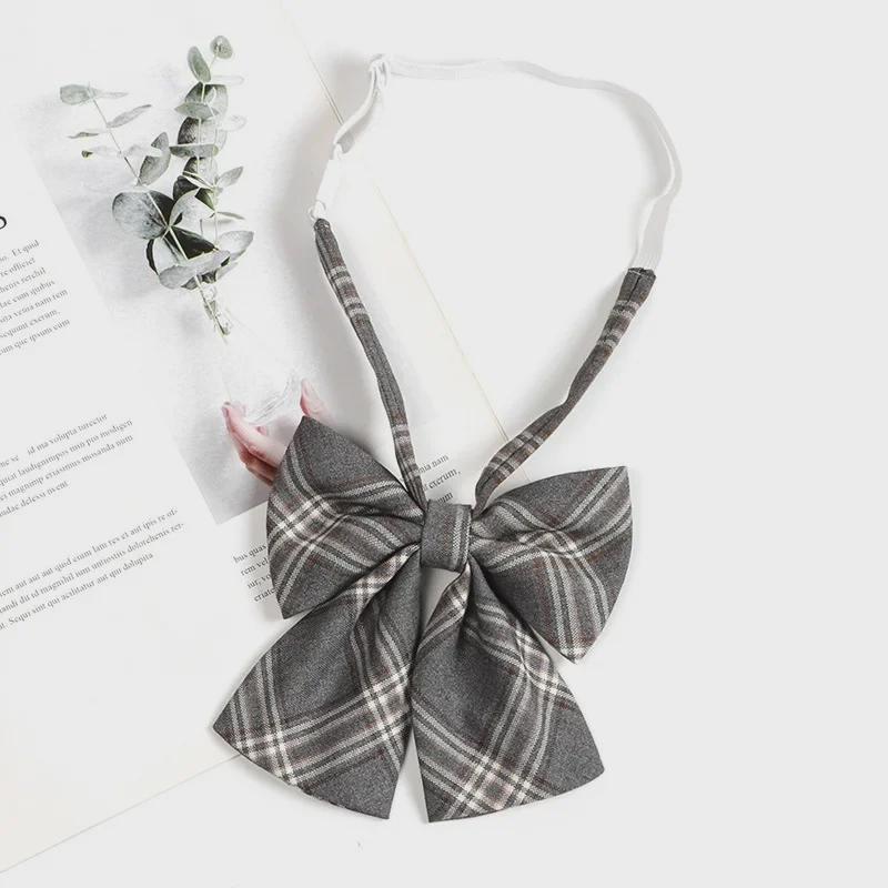 Hnědá retro kostkovaná kravata pro ženy a muže - japonský vysokoškolský styl motýlek