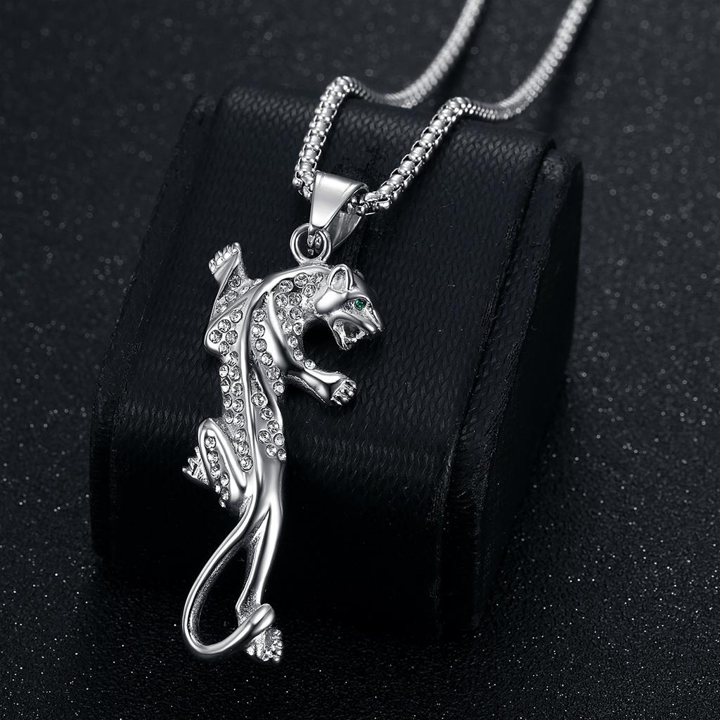 2026 Šperky Pozlacené 18K zlatem s diamanty Přívěsek hlavy leoparda pro chlapce Náhrdelník