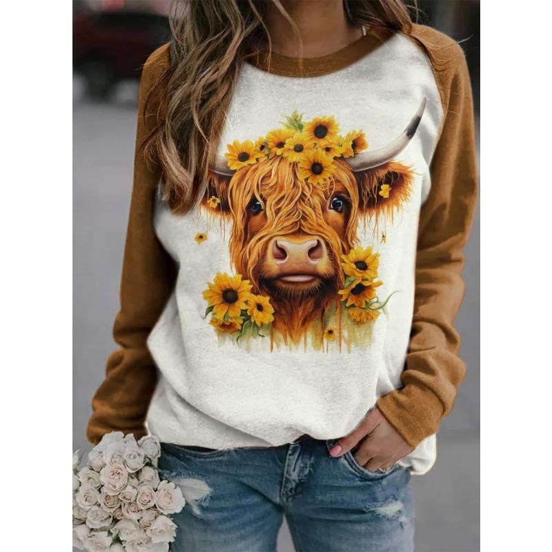 Halloween Printed Long Sleeved Hoodie Autumn Winter Women's Hoodie Casual Round Neck Top Pullovers & Long Sleeves Women’s