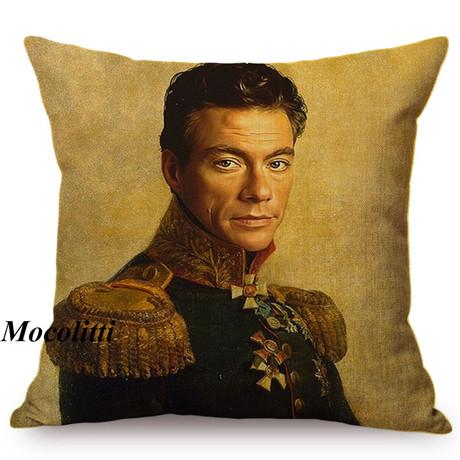 Military Generals Oil Painting Art Decorative Throw Pillow Case Celebrity Star General Costume Design Bedroom Sofa Cushion Cover