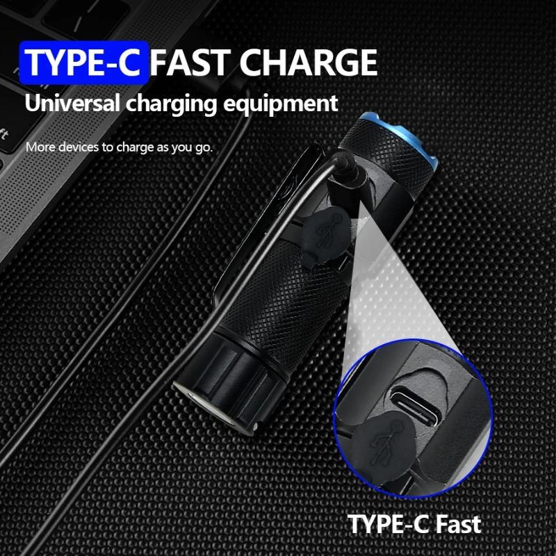 Zoom White Beam Light Long Distance Mini Flashlight Type-C Usb Rechargeable Portable Pocket Torch Home Outdoor 16340 Battery