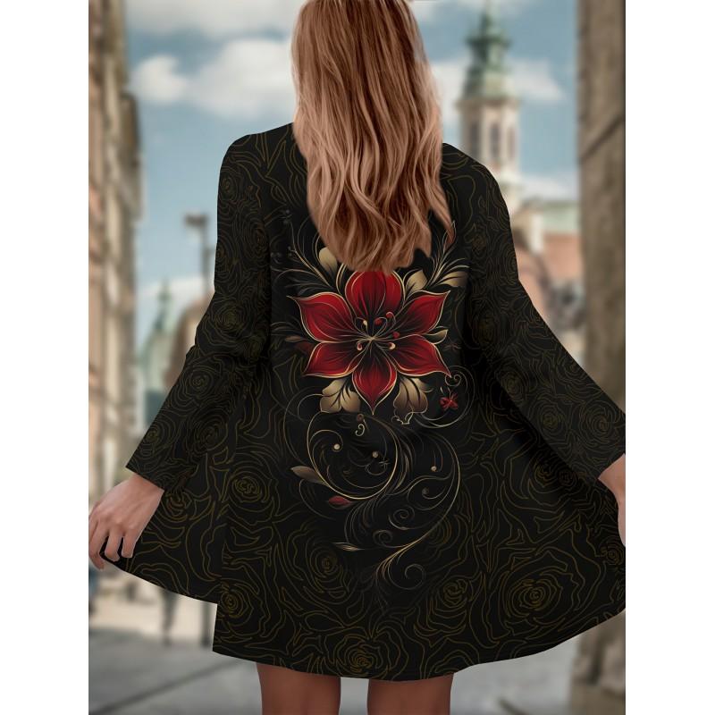Boho Chic Printed Loose Long Sleeve Open Front Cardigan Women Comfortable Casual Outerwear