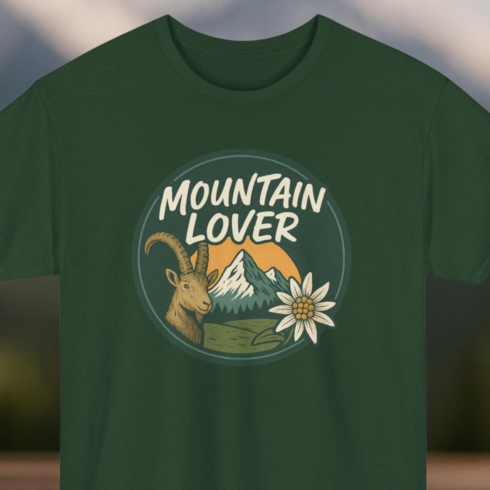 Tyrol Shirt with Ibex and Edelweiss | Mountain Love T-Shirt | Gift for Hikers | Alpine Outdoor Shirt | Unisex S