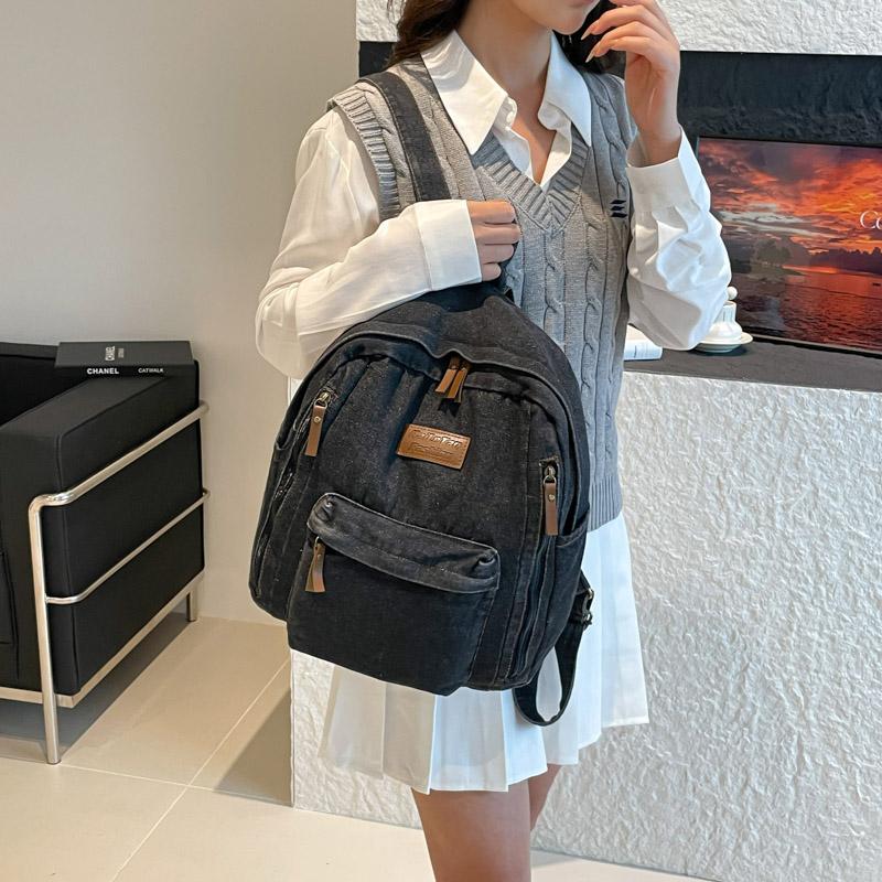 Large Capacity Denim Backpack Women's Backpack Student Travel School Bag
