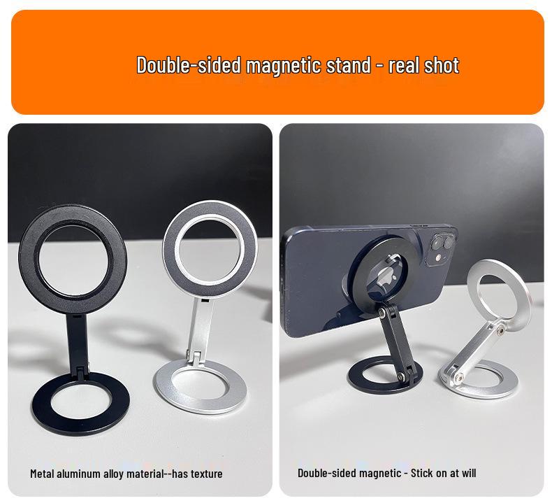 Dual-Sided Magnetic MagSafe Phone Stand: Strong & Versatile for Desk, Gym, Car, or Wall.