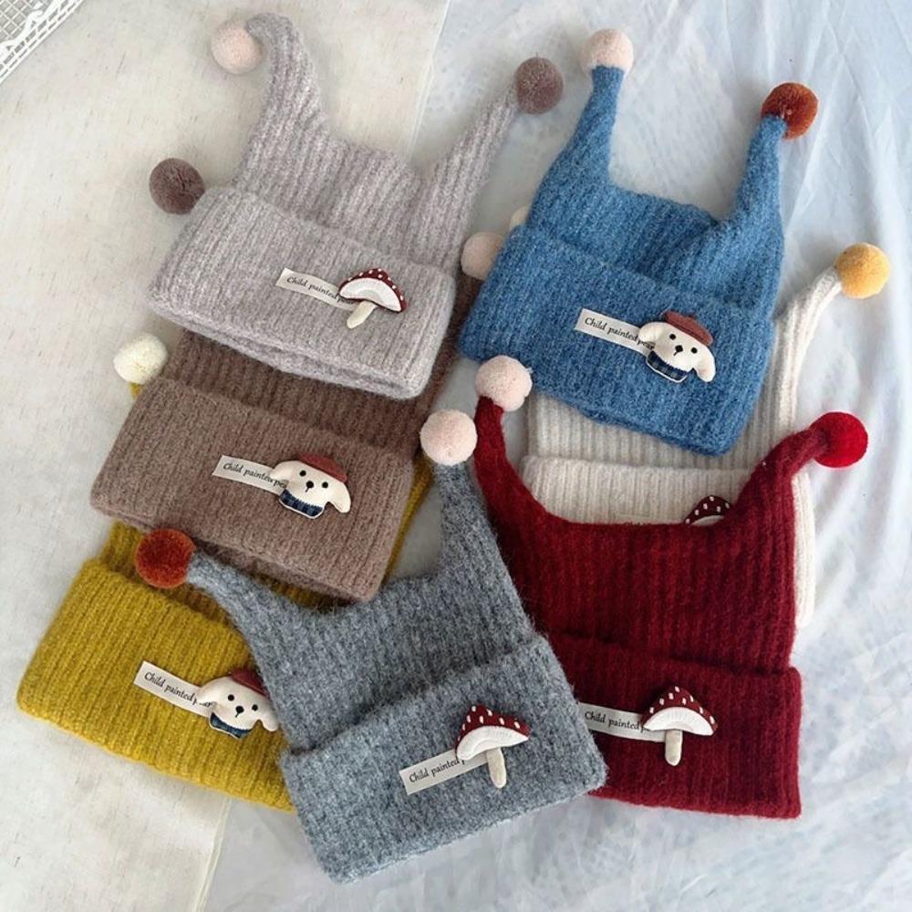 Wind Proof Baby Beanie Knitted Fabric Earflap Cap Easy Wear Toddler Cap  Stroller Trip