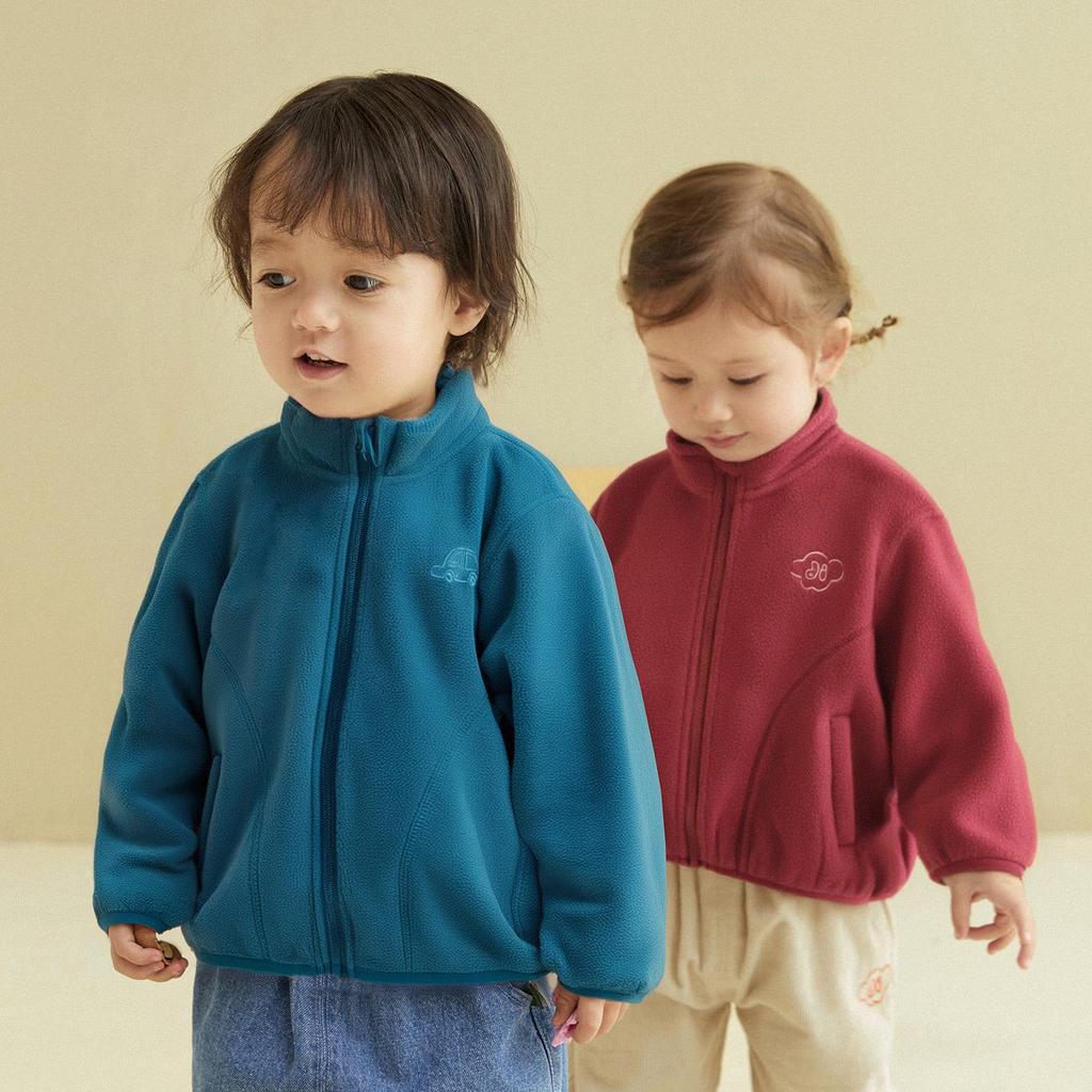 Tongbei 2025 Autumn Kids' Fleece Jackets - Unisex Semi-High Collar Warmth