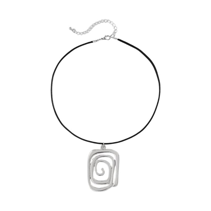 Stylish Metal Coil Sunflower Pendant Necklace Leather Necklace Goth Jewelry For Women