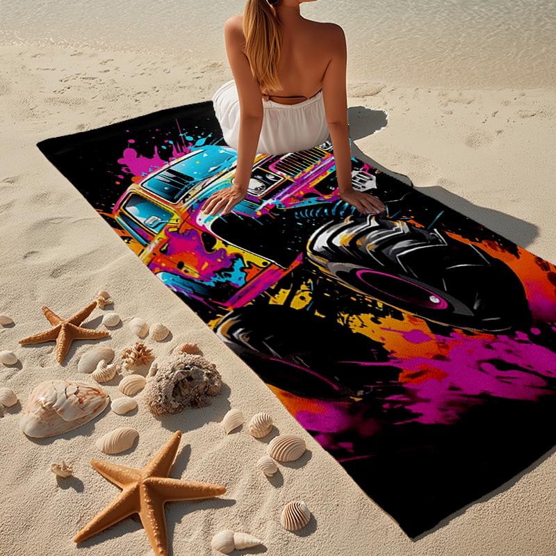 Monster Truck Abenteuer Strandtuch, Super Weiche Mikrofaser, Geschenk für Sie/Ihn, Geburtstag, für Pool, Strand, Reisen, Heimdekoration Fan-Geschenke
