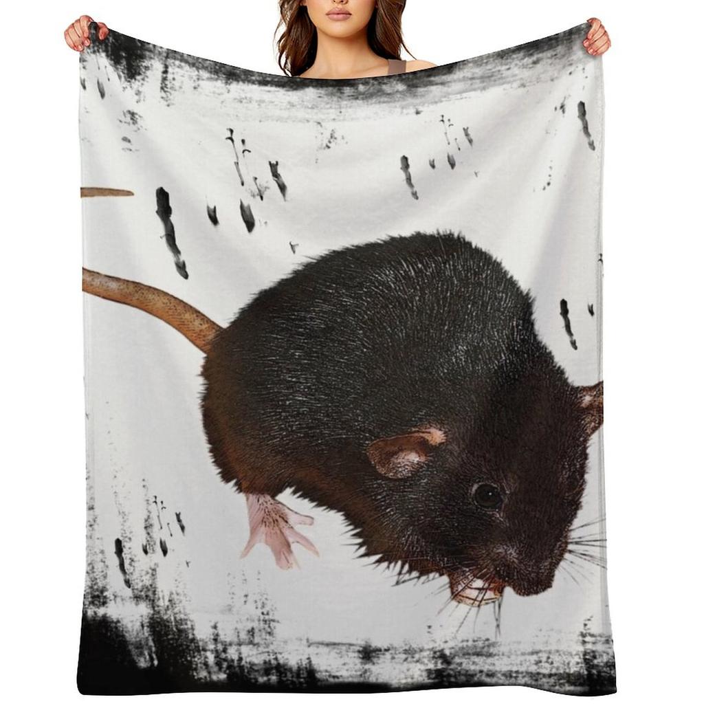 rat with background, rodents, lovely pets, gifts rat fan Throw Blanket Luxury Thicken halloween Designers Picnic Blankets