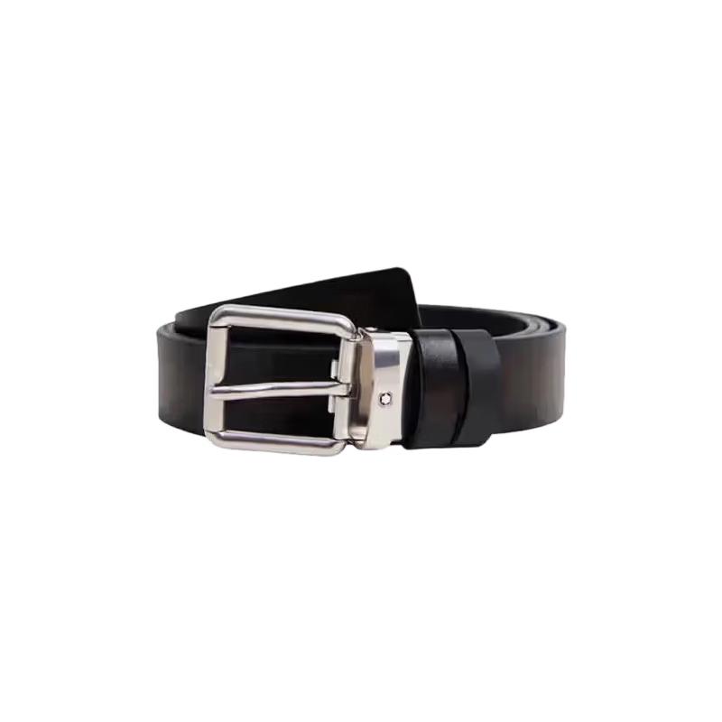 Montblanc Men's Brown Leather Rectangular Pin Buckle Belt