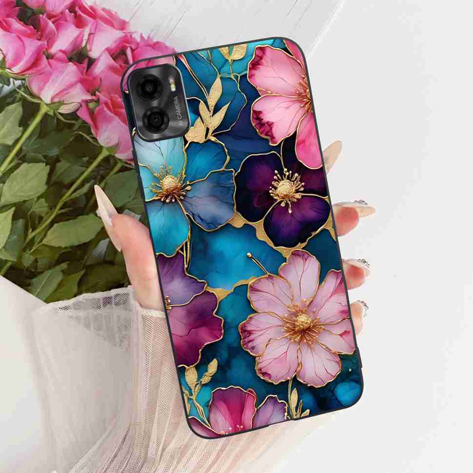For Motorola Moto E22s 4G 6.5" Case Colorful Flower Cartoon Dragon Silicone TPU Black Cover For MOTO E22s E 22S 4G Phone Shell