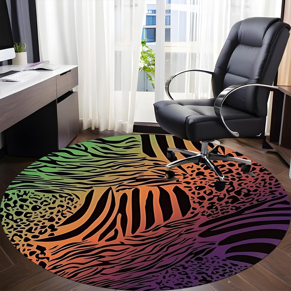 1pc Zebra Print Animal Office Round Area Rug, Indoor Mat Suitable ForOffice, Under Office Chairs Bedroom Living Room Home Decor, Room Decot265