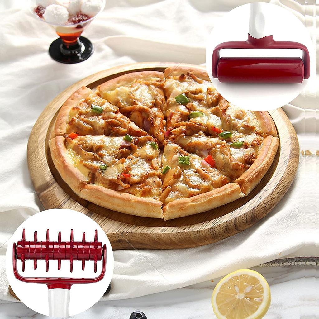 1pc Pizza Rolling Pin Punch Pastry Roller Pin Biscuit Dough Pie Hole Embossing Dough Roller Lattice Craft Baking Cooking Tool