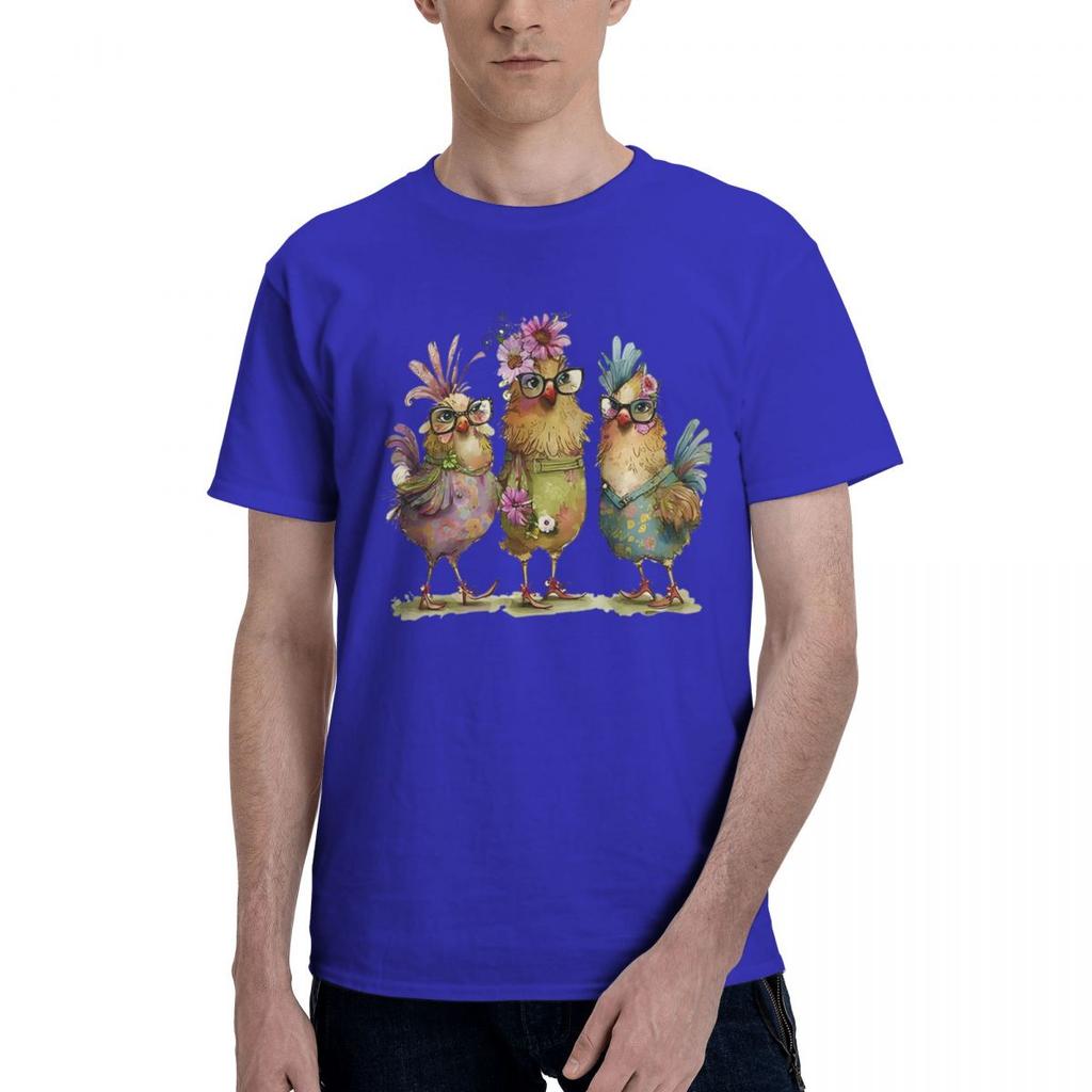 Chicken Print 100 Cotton Casual Breathable Confortable Clothes Funny TShirt For Men Funny Shirt
