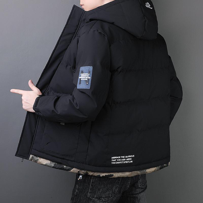 Hooded cotton-padded men's coat brand versatile fashion casual loose cotton-padded jacket men's outdoor casual cotton-padded jacket