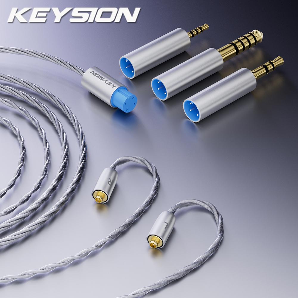 

KEYSION 3-in-1 2.5 3.5mm 4.4mm Replaceable Silver Plated OCC Upgrade Cable MMCX Wire Earphones Cable HIFI Audio Headphone Cable