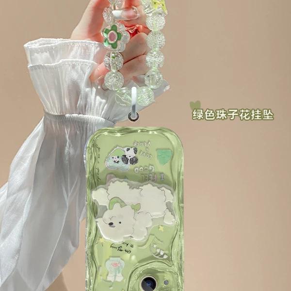 Maiglöckchen Welpenhalter für Apple 17promax Handyhülle 15 Niedlich 16 Creme 13 Armband 14 Transparent 12