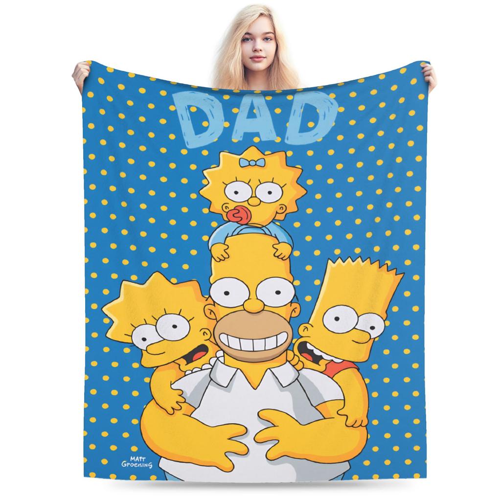 S-Simpsons Lisa Yellow Star Pattern Blankets Quality Soft Cozy Bedding Throws Winter Picnic Couch Bed Funny Bedspread