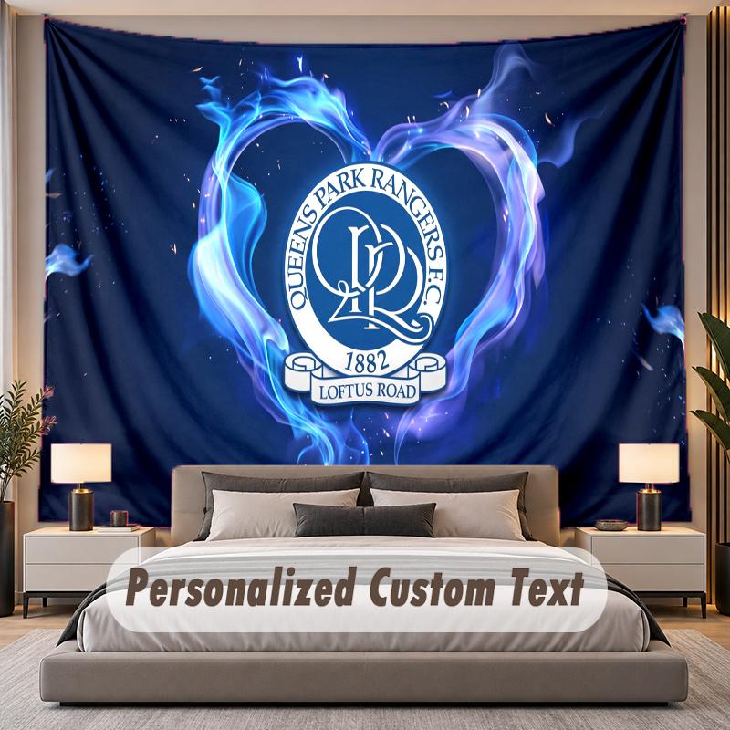 Custom Name Text Tapestry Queens Park Rangers Personalized Polyester Wall Tapestry For Bedroom And Room