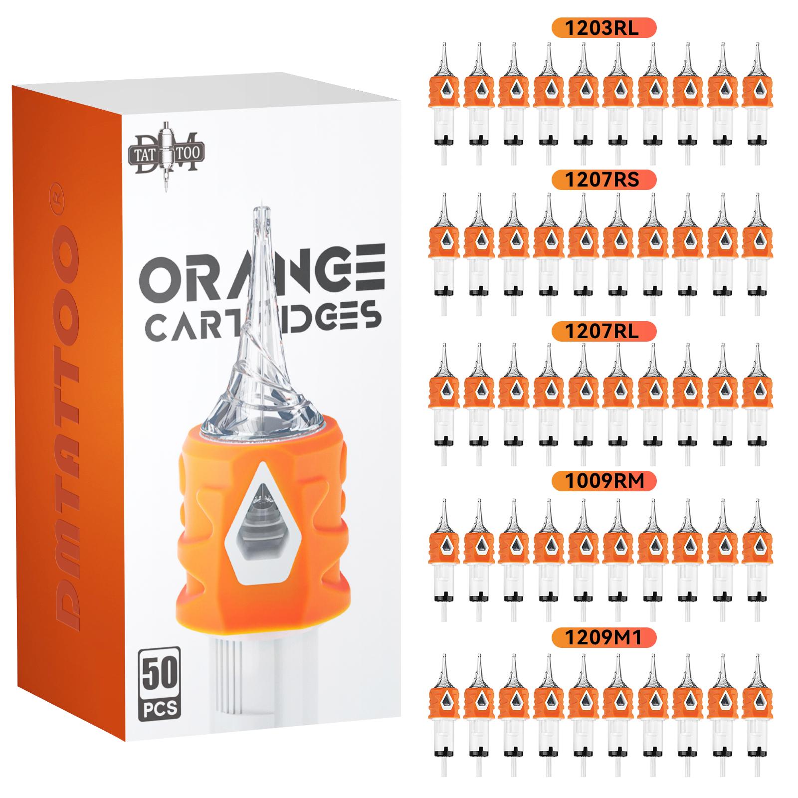 DM ORANGE 50 шт. Смесь картриджных тату-игл RL/RM/RS/M1 Одноразовые силиконовые стерилизованные безопасные тату-иглы для тату-машинки 50KIT-D