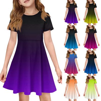 Girl Summer Dress Color & Print Short Sleeve Dress With Pocket Casual Dress Shorts Sleeve Party Dress Easter Day
