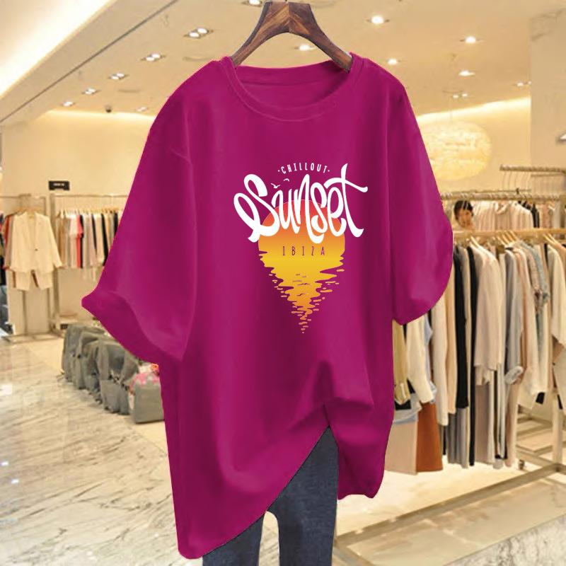 Pure cotton retro printing foreign versatile pure cotton short-sleeved black t-shirt women's summer new 2025 top ns tide