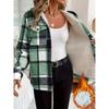Women's Fashion Casual Loose-Fitting Long-Sleeved Plaid Print Hooded Jacket Baseball Jacket