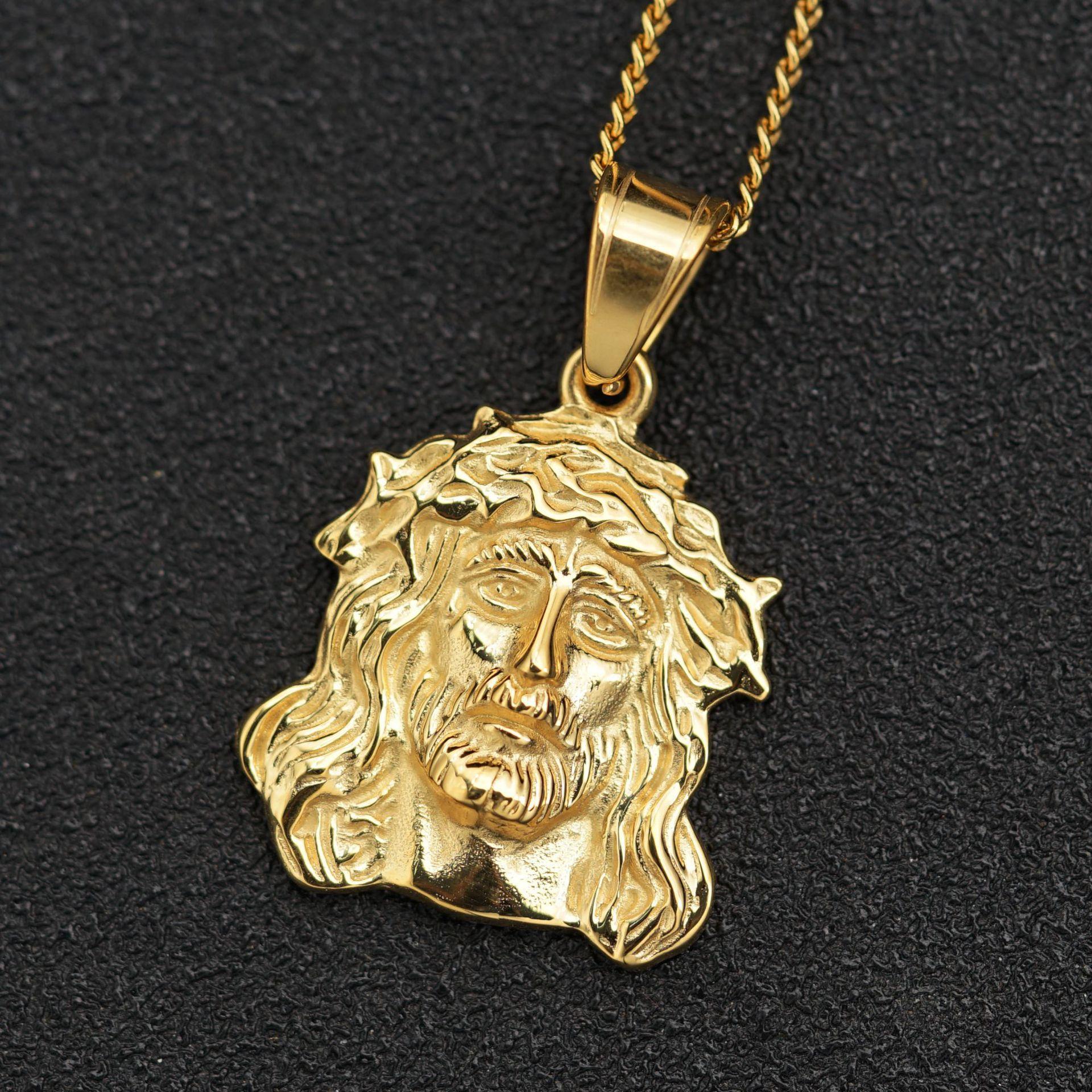 

Gold Color Jesus 316L Stainless Steel Charm Pendant Necklace for Women Men Party Jewelry Gift 60CM