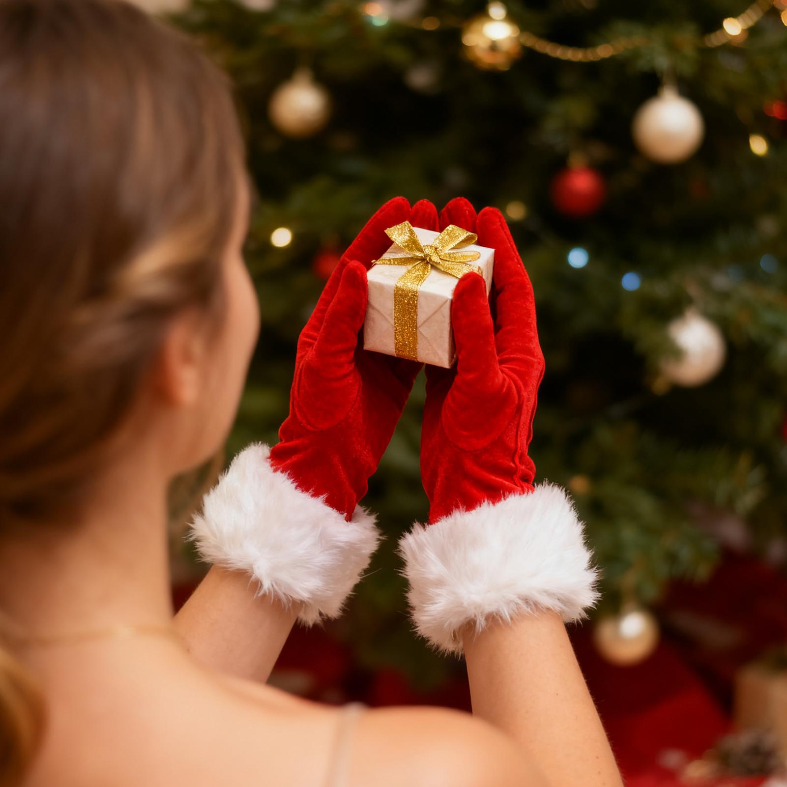 Перчатки Деда Мороза Рождественские Аксессуары для Косплея Костюм Деда Мороза Женские Перчатки для Вечеринки Праздничного Фестиваля Новогоднего Мероприятия China Mainland