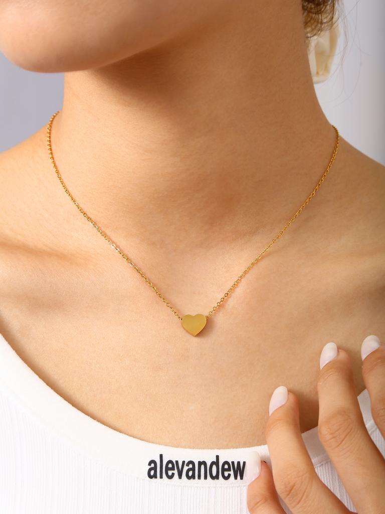 Elegant Charm Personality Simple Versatile Stainless Steel 18K Gold-Plated Valentine'S Day Gift Love Pendant Necklace For Women