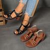 Summer Plus Size Sandals Women's New Round Toe Open Toe Cutout Car Stitch One Buckle Strap Block Heel Fish Mouth High Heels