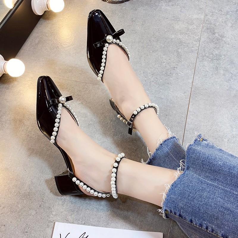 Fashion 2024 Baotou Sandals Women's New Summer Fairy Style Middle Heel Shoes Women Sandals Women's New Summer Heel Sandales Women Shoes