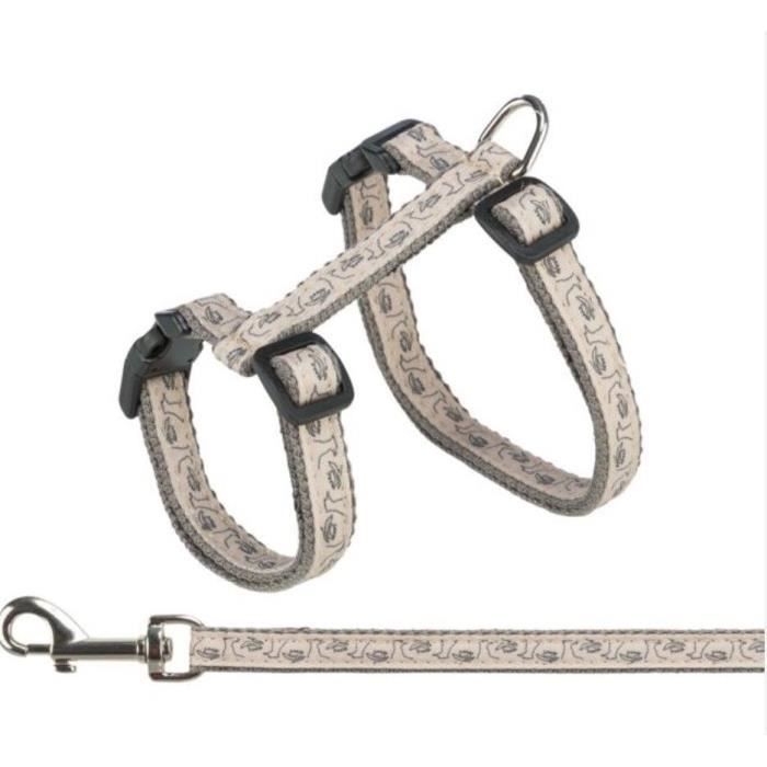 Harnais pour chat - TRIXIE - Kattentuig - Gris/Rose - Taille unique - Nylon 120 CM
