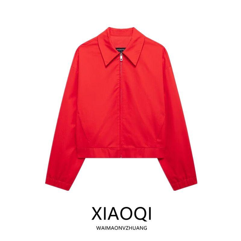 Fashion Style 2024 Fall and Winter New Female Versatile Zipper Pocket Long Sleeve Lapel Jacket 2010762
