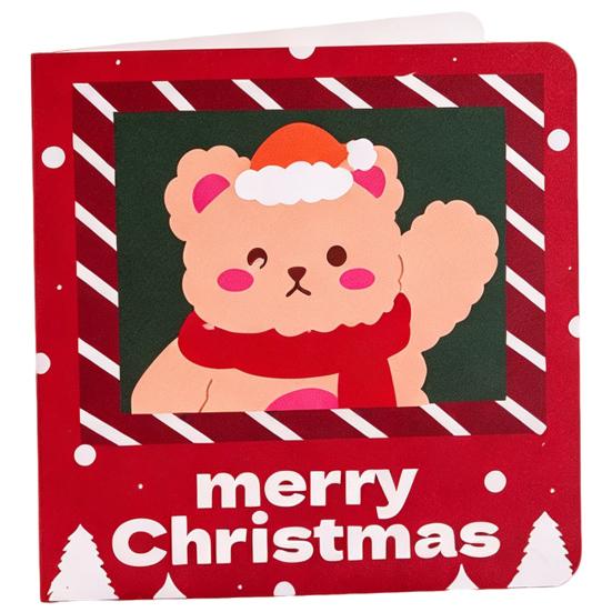Christmas Party Favors 10Pcs Merry Greeting Cards Set, Folding Cartoon Blank Note Cards, Festive Blessing for Holiday Gift Paperboard