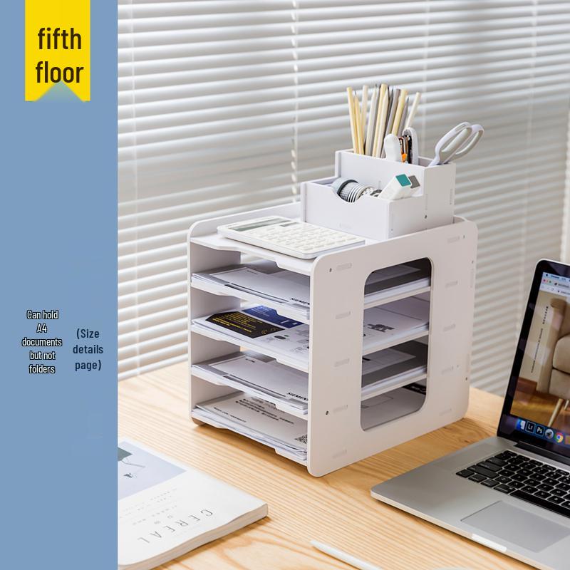 Desktop File Organizer with Storage Boxes and Book Stand