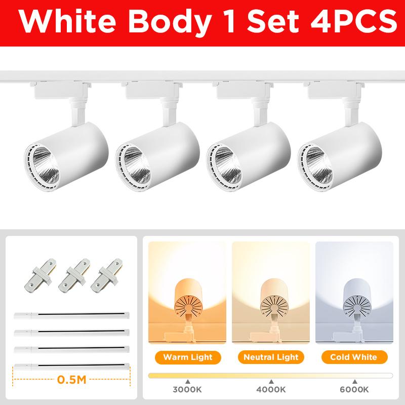 Whole-Set Led Track Light Spotlights 220V COB Track Lamp 12W 20W 30W 40W Spot Led Rail Lighting For Shop Living Room Lamp