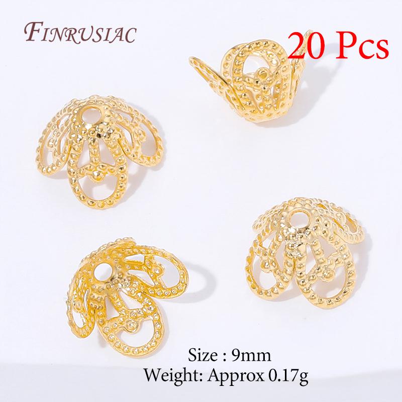 Multiple Styles 18K Gold Plated Beads Caps For Jewelry Making,Brass Flowers Caps For Bracelets DIY Accessories,Tassel End Cap