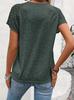 Ladies Fashion Color Block T-Shirt Lace Short Sleeve Round Neck Casual Blouse