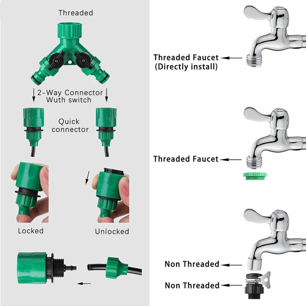 Kit de Irrigação por Gotejamento 50M Sistema de Rega Automática Aspersor para Plantas de Jardim Flores Conjunto de Microirrigação
