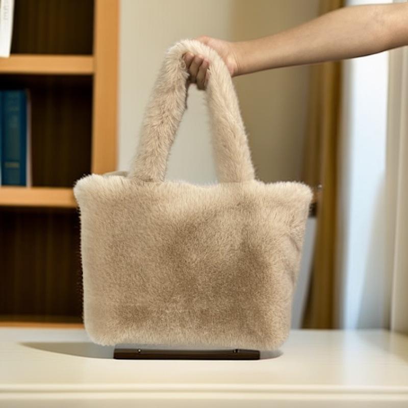 Women's Small Square Bag New Texture Versatile Plush Bag Korean Version Niche Tote Bag Portable Simple Bag