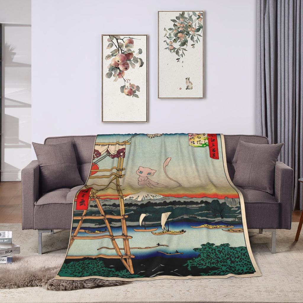 Pokemones Japanese Vintage Blanket Flannel Winter Multi-function Lightweight Thin Throw Blankets for Home Office Bedding Throws