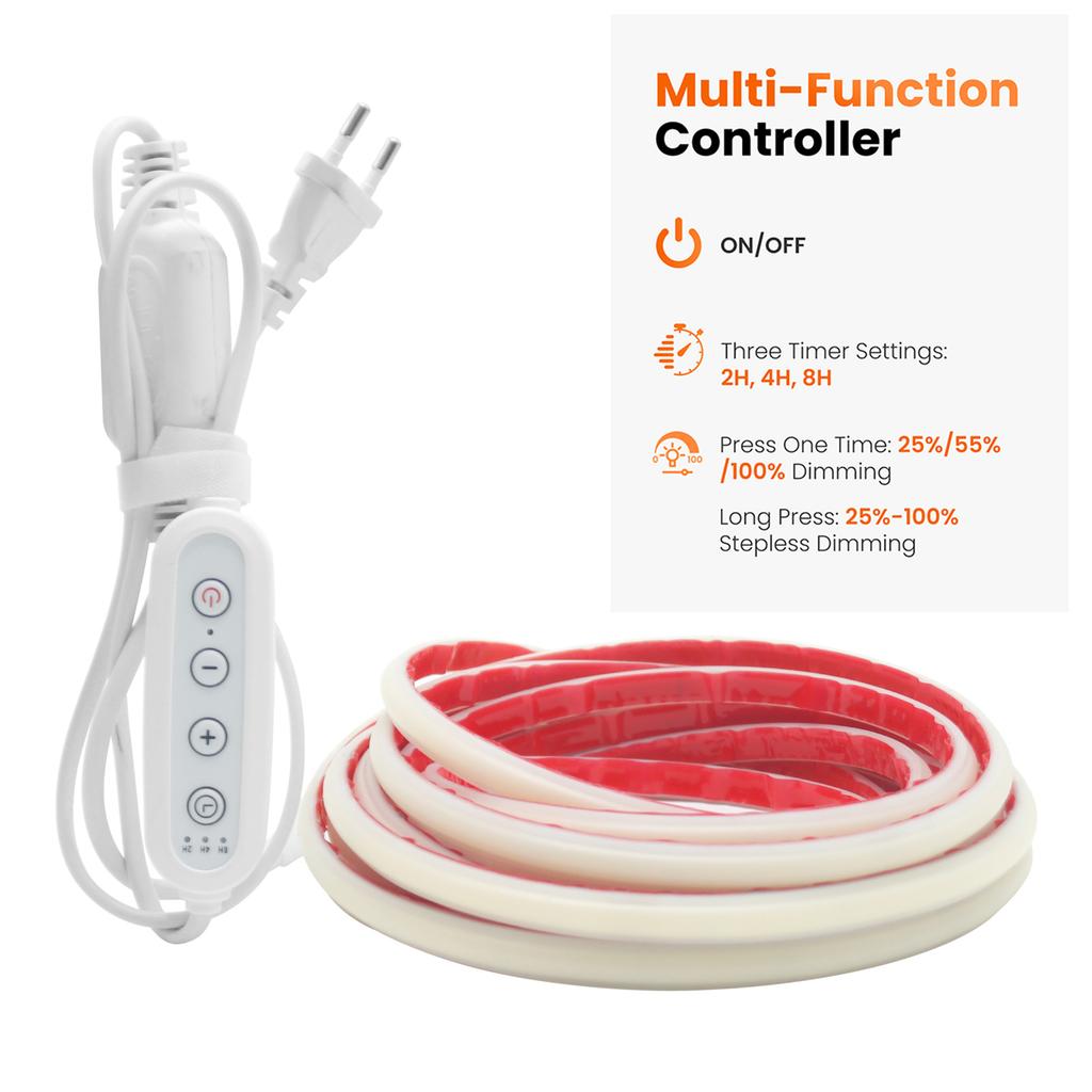AC 220V Timing Dimmable COB Neon Strip EU Kit 288LEDs/M IP65 Waterproof 3000K/4000K/6000K Flexible LED Light for Home Decoration