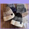Color Blocked Knitted Hat For Men Winter Warmth Windproof With Letter Design For Casual Wear