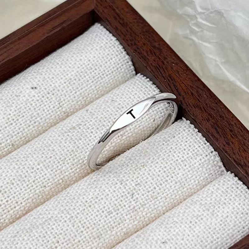 Silberner Koreanischer 26 Buchstaben A-Z Offener Ring Herren und Damen Ring Partnergeschenk Schmuck